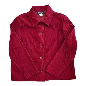 Briggs Blazer, M Petite, vintage red Button-down, Soft, Shoulder Pads